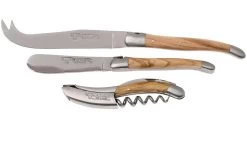 Laguiole En Aubrac Set De Cuchillos Para Vino Y Queso 3-unidades De Madera De Olivo, SFV99OLIH