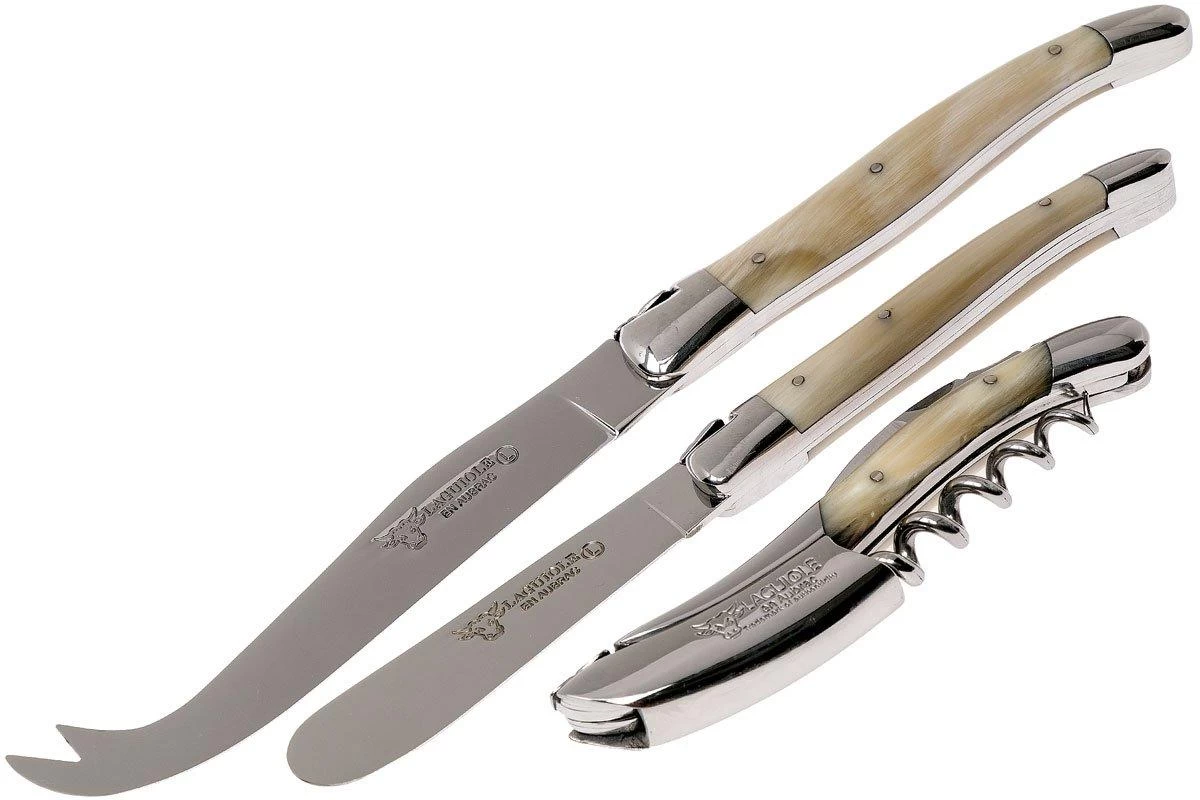 Laguiole En Aubrac Set De Cuchillos Para Vino Y Queso 3-unidades Cuerno, SFV99PCIH - Imagen 2