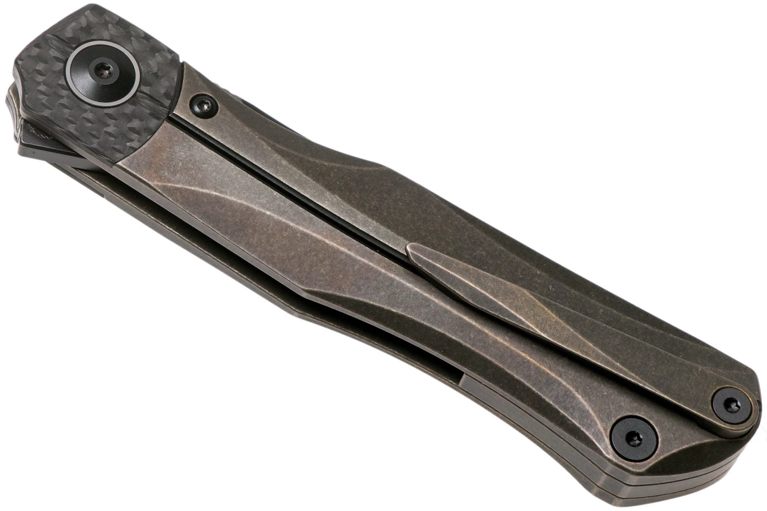 Bestech Thyra BT2106C Bronze Stonewashed Titanium, Carbon Fibre Bolster, Blackwashed Navaja, Diseño Kombou - Imagen 3