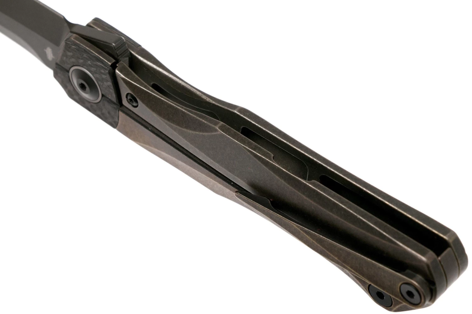 Bestech Thyra BT2106C Bronze Stonewashed Titanium, Carbon Fibre Bolster, Blackwashed Navaja, Diseño Kombou - Imagen 4