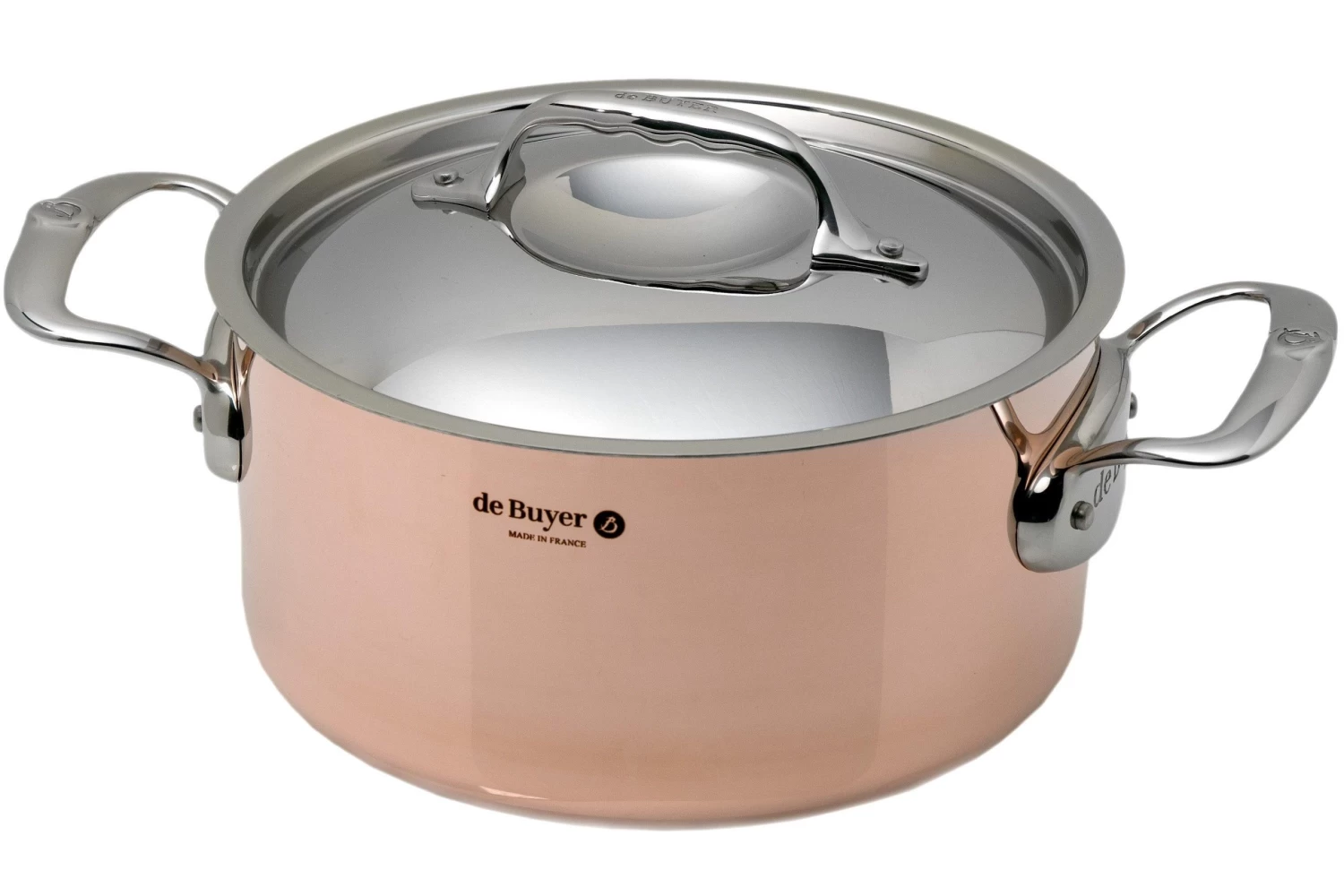 De Buyer Prima Matera Cocotte De Cobre 20 Cm Con Tapa De Acero Inoxidable DEB6242.20