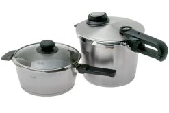 Fissler Vitavit Premium 622-412-13-090, Juego De Olla A Presión De 4 Piezas Con Tapa De Cristal Y Tapa De Vapor