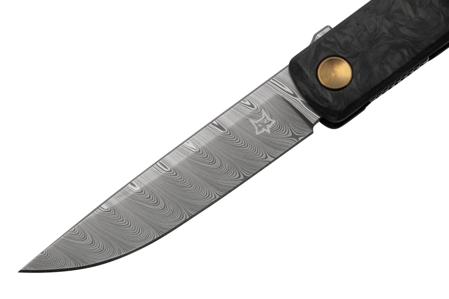 Fox Knives Chnops, FX-543 DCF, Carbonfiber, Bronze Hardware, Damasteel Gysinge Navaja, Diseño Riccardo Gobbato - Imagen 3