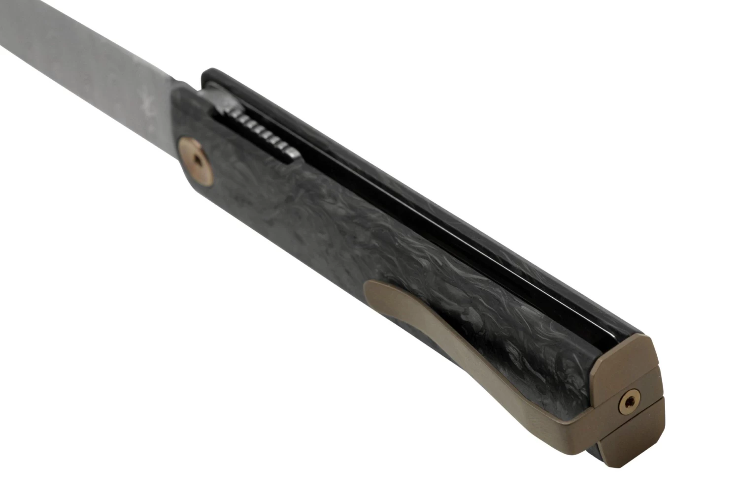 Fox Knives Chnops, FX-543 DCF, Carbonfiber, Bronze Hardware, Damasteel Gysinge Navaja, Diseño Riccardo Gobbato - Imagen 4