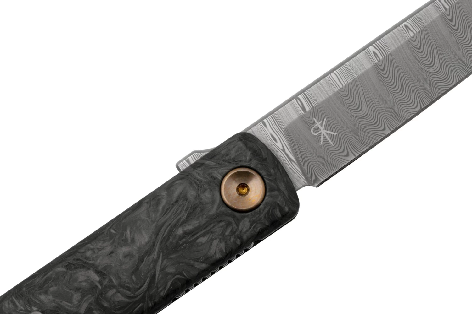 Fox Knives Chnops, FX-543 DCF, Carbonfiber, Bronze Hardware, Damasteel Gysinge Navaja, Diseño Riccardo Gobbato - Imagen 5