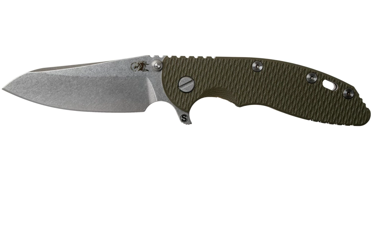 Rick Hinderer XM18 3.5 Skinny Sheepsfoot 20CV, OD Green G10 Navaja"