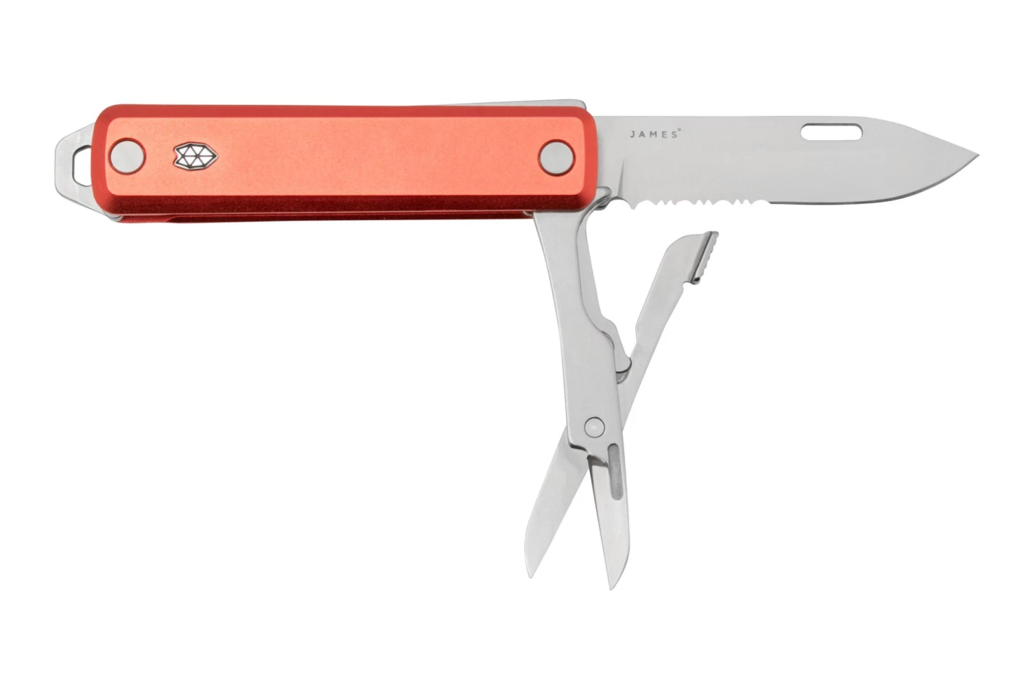 The James Brand The Ellis Scissors, Coral, Aluminum Serrated, Navaja