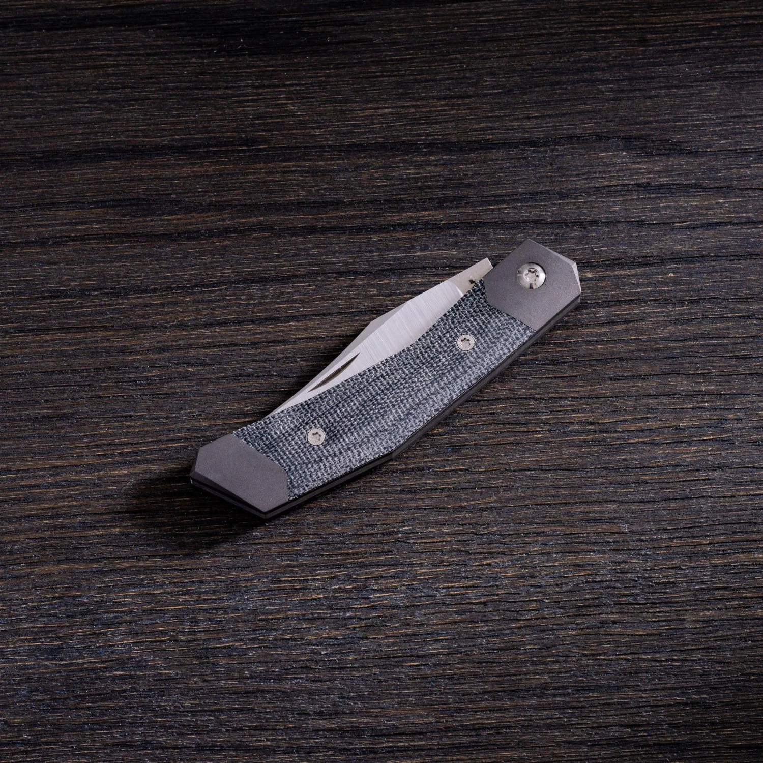 Jack Wolf Cyborg Jack CYBO-01-BLK Black Canvas Micarta, Navaja Slipjoint - Imagen 2