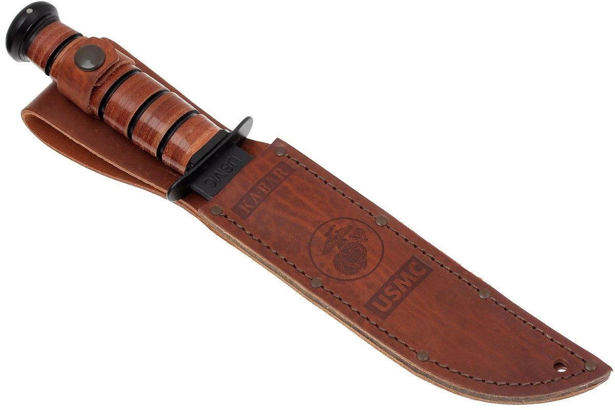 KA-BAR USMC 1217 Plain Edge, Funda De Cuero - Imagen 6