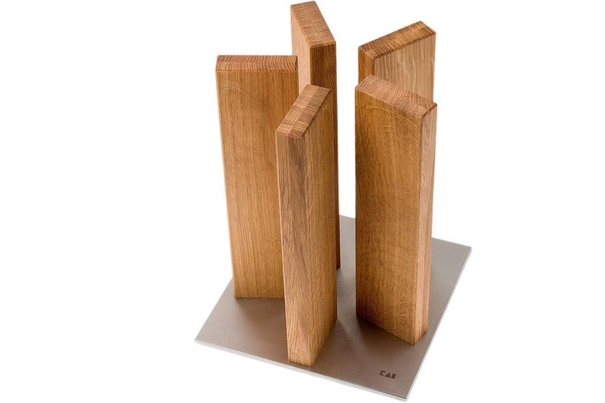 Kai Stonehenge Soporte De Cuchillos Magnético, Acero Inoxidable/madera De Roble, STH-3 - Imagen 2