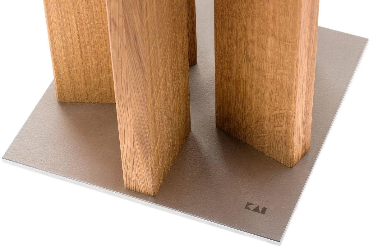 Kai Stonehenge Soporte De Cuchillos Magnético, Acero Inoxidable/madera De Roble, STH-3 - Imagen 3