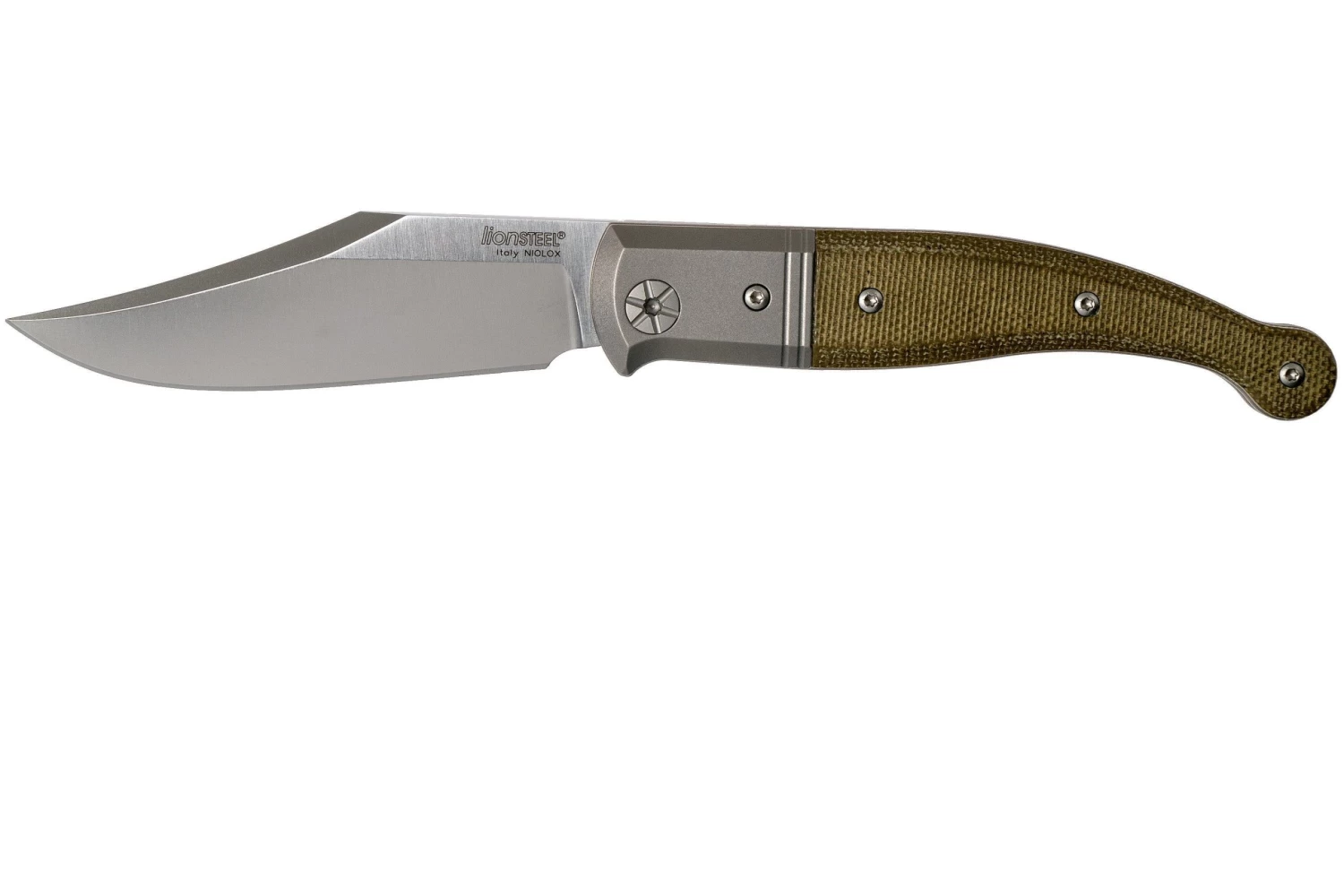 LionSteel Gitano Green Canvas Micarta GT01 CVG Navaja, Gudy De Poppel Design