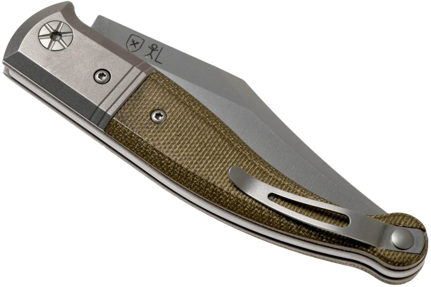 LionSteel Gitano Green Canvas Micarta GT01 CVG Navaja, Gudy De Poppel Design - Imagen 4