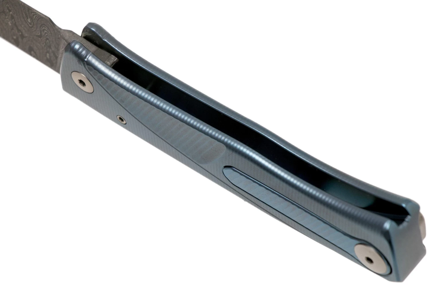 LionSteel Thrill TL-D-BL Damascus, Blue Titanium Integral Slipjoint Navaja - Imagen 7