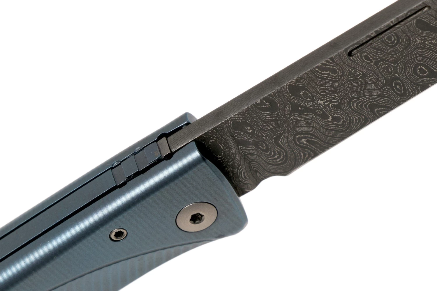 LionSteel Thrill TL-D-BL Damascus, Blue Titanium Integral Slipjoint Navaja - Imagen 8