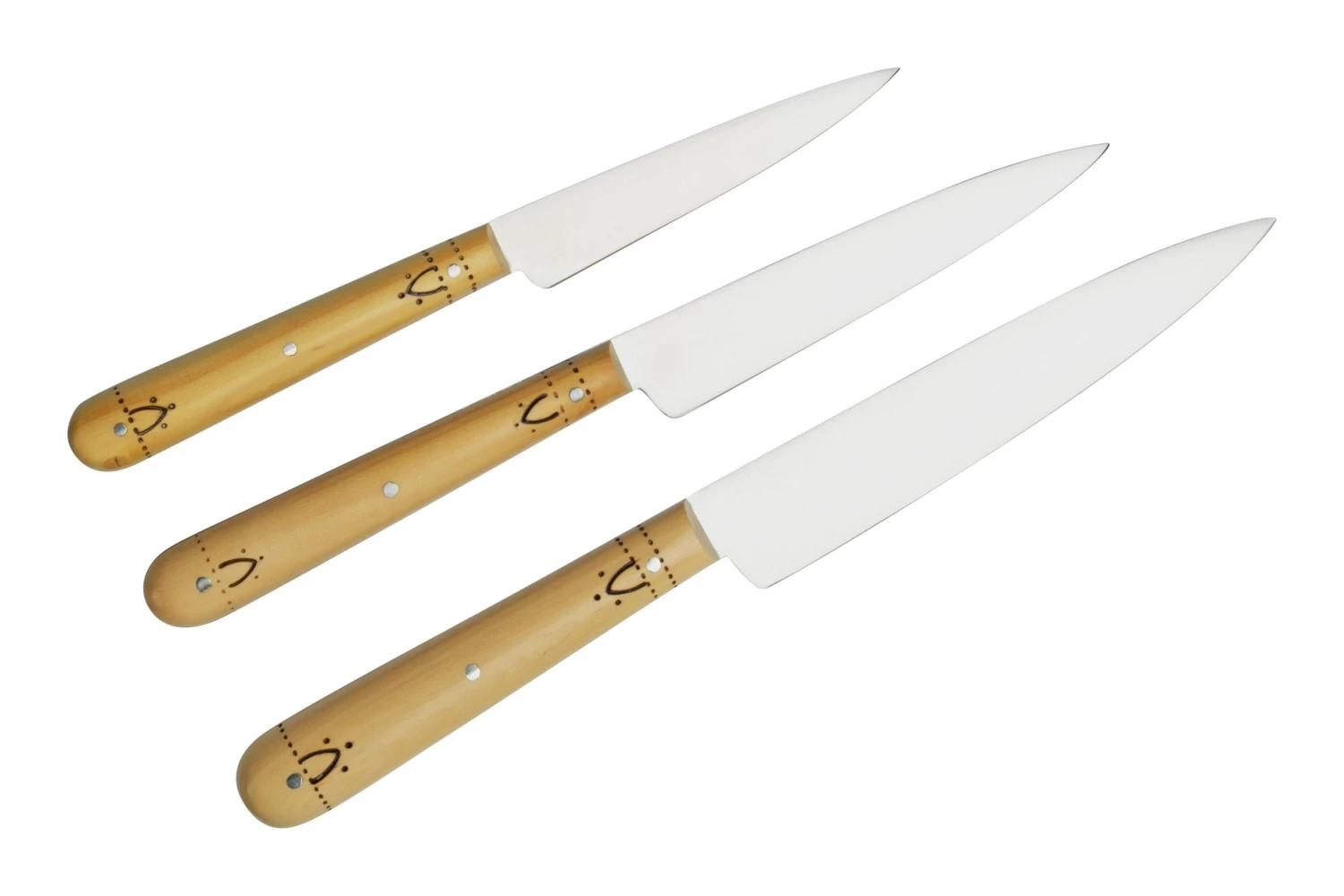 Nontron Traditional Set Of 3 Kitchen Knives, T3OFRBU Juego De Cuchillos De 3 Piezas - Imagen 3