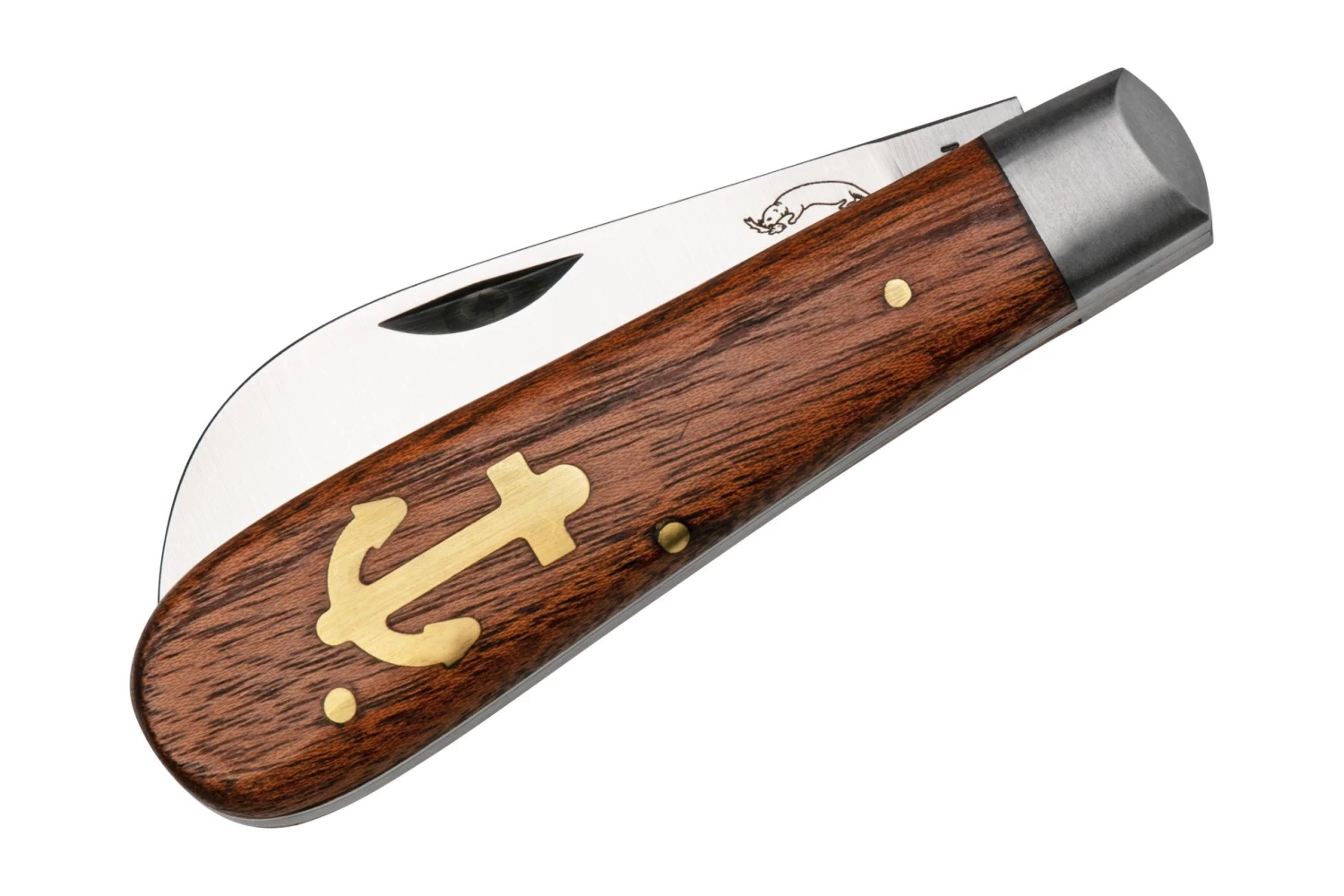 Otter Anchor Knife 174 Small Carbon, Sapeli, Brass Anchor, Navaja - Imagen 4