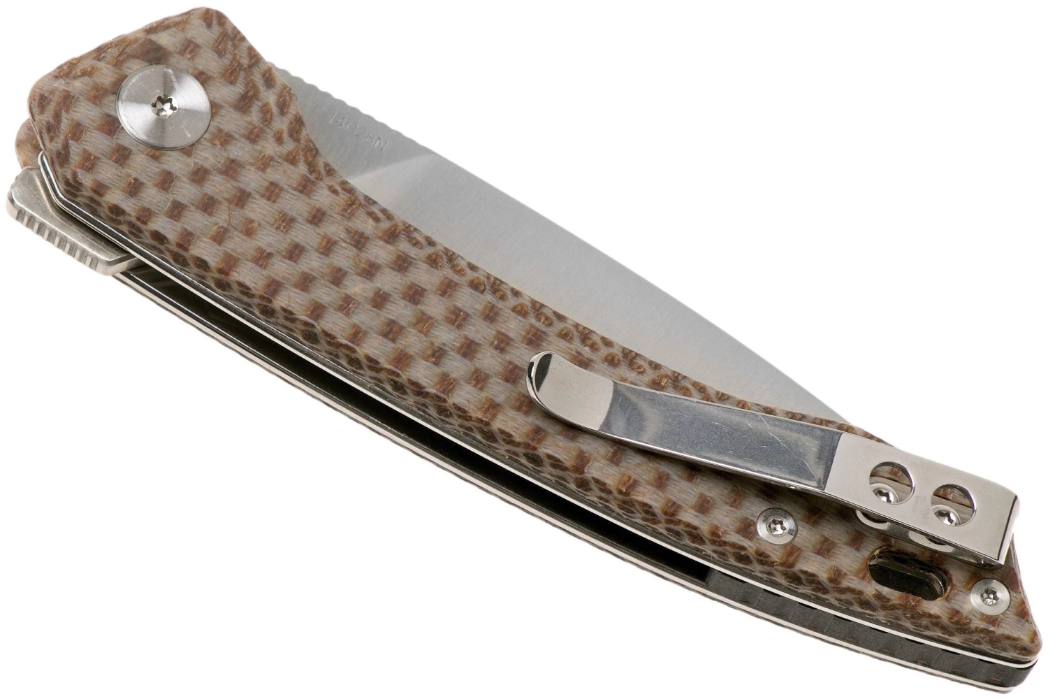 QSP Knife Leopard QS135-D Brown Texture Micarta, Satin, Navaja - Imagen 4