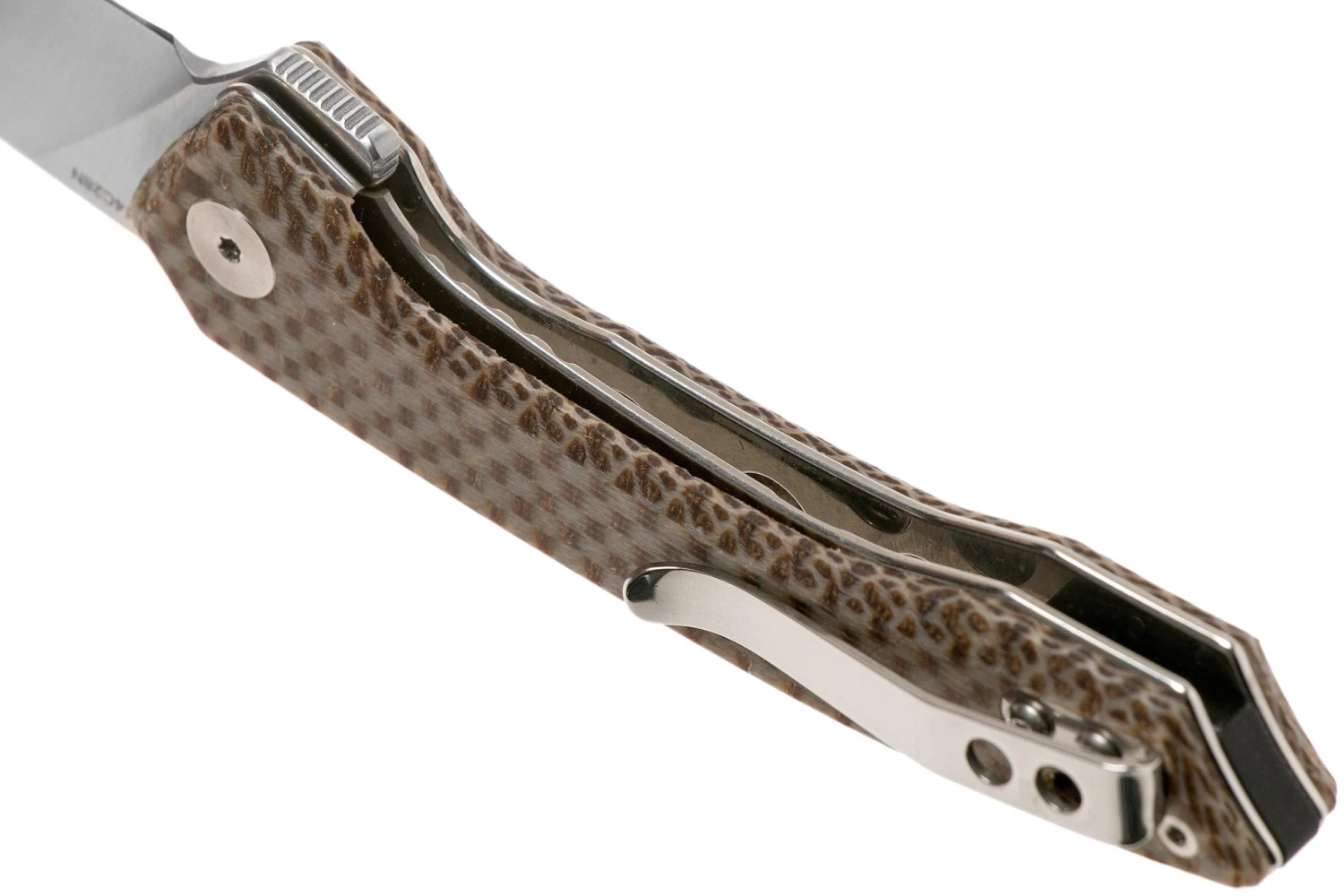 QSP Knife Leopard QS135-D Brown Texture Micarta, Satin, Navaja - Imagen 5