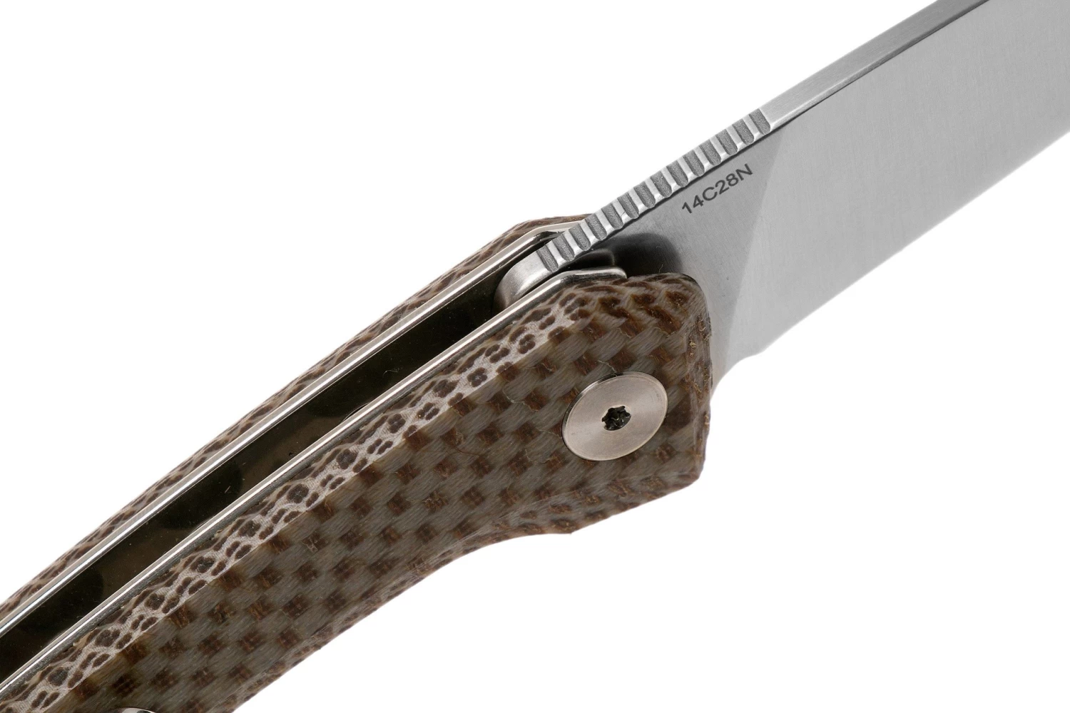 QSP Knife Leopard QS135-D Brown Texture Micarta, Satin, Navaja - Imagen 6
