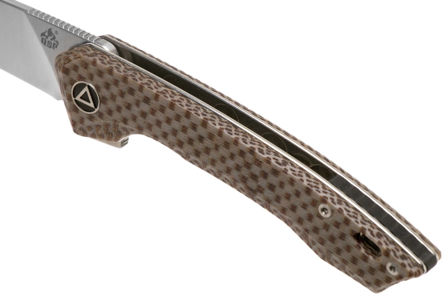 QSP Knife Leopard QS135-D Brown Texture Micarta, Satin, Navaja - Imagen 7