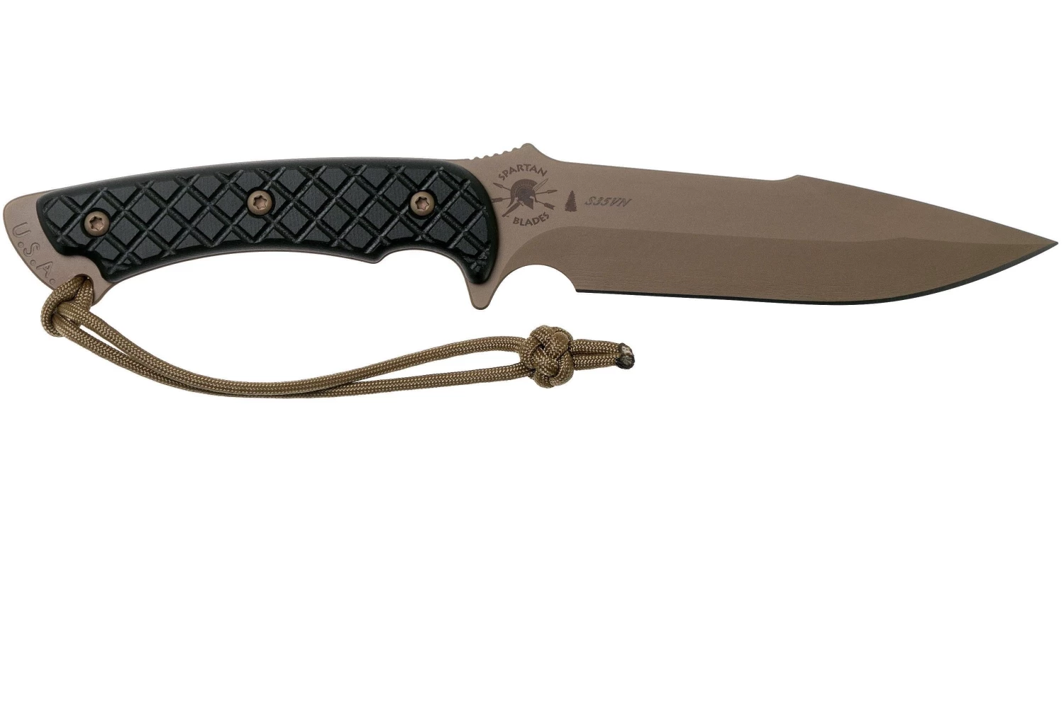 Spartan Blades Horkos SB4DEBKKYTN Flat Dark Earth/Black/Tan Sheath Cuchillo De Supervivencia - Imagen 2