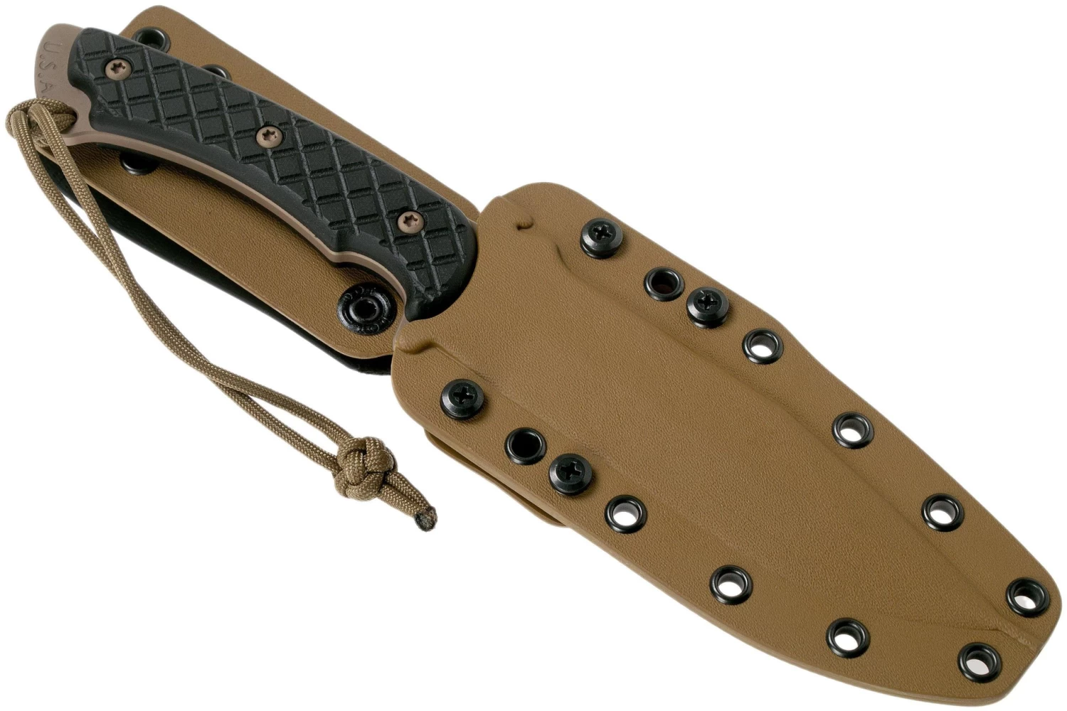 Spartan Blades Horkos SB4DEBKKYTN Flat Dark Earth/Black/Tan Sheath Cuchillo De Supervivencia - Imagen 7