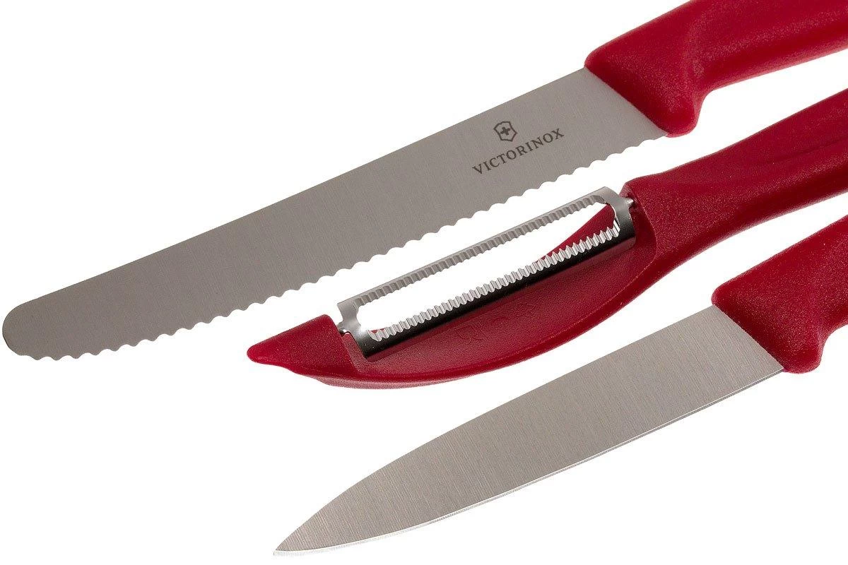Victorinox SwissClassic Cuchillo De Verduras Rojo, Set De 3, 6.7111.31 - Imagen 3