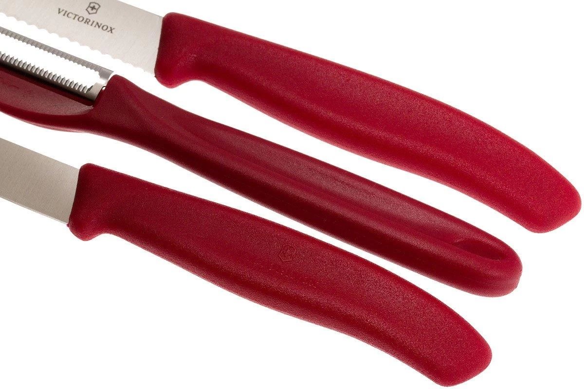 Victorinox SwissClassic Cuchillo De Verduras Rojo, Set De 3, 6.7111.31 - Imagen 4