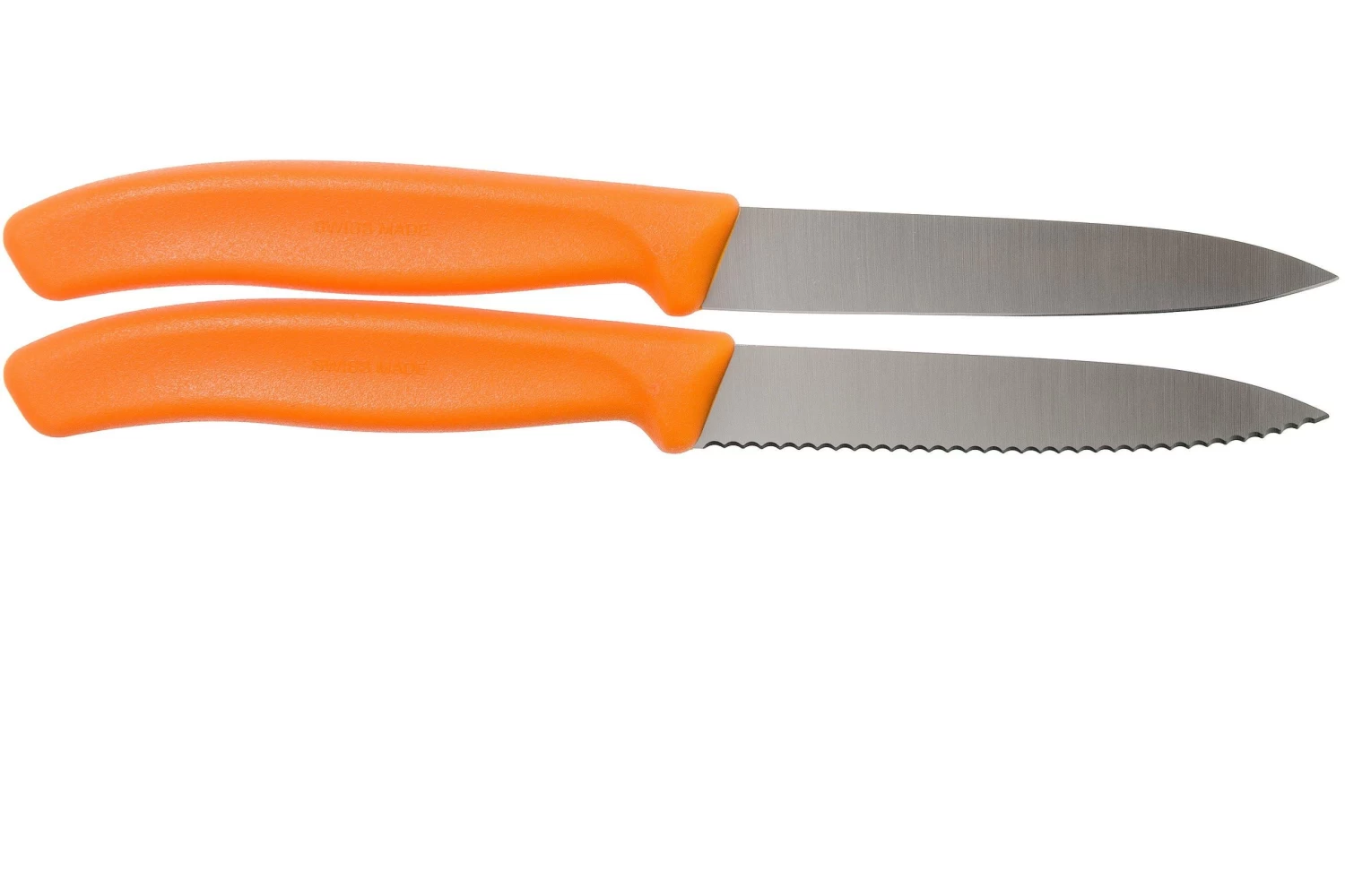 Victorinox SwissClassic Dentado/liso Cuchillo De Verduras Naranja 10 Cm, Set De 2 VT6-7796-L9B - Imagen 2