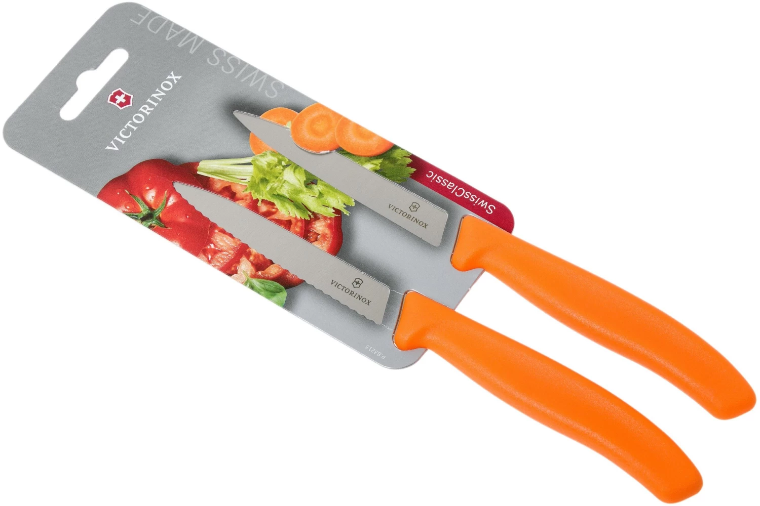 Victorinox SwissClassic Dentado/liso Cuchillo De Verduras Naranja 10 Cm, Set De 2 VT6-7796-L9B - Imagen 6