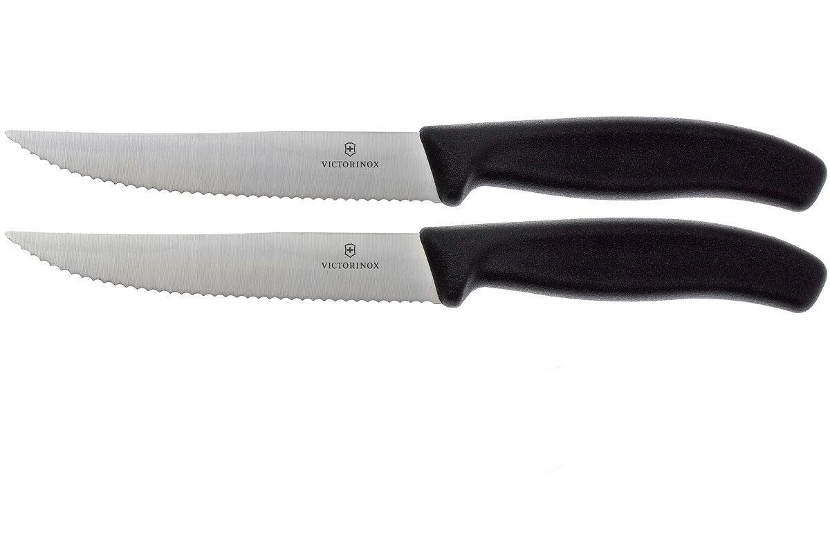 Victorinox SwissClassic Cuchillo Para Carne/-pizza Negro, Set De 2, 6.7933.12B