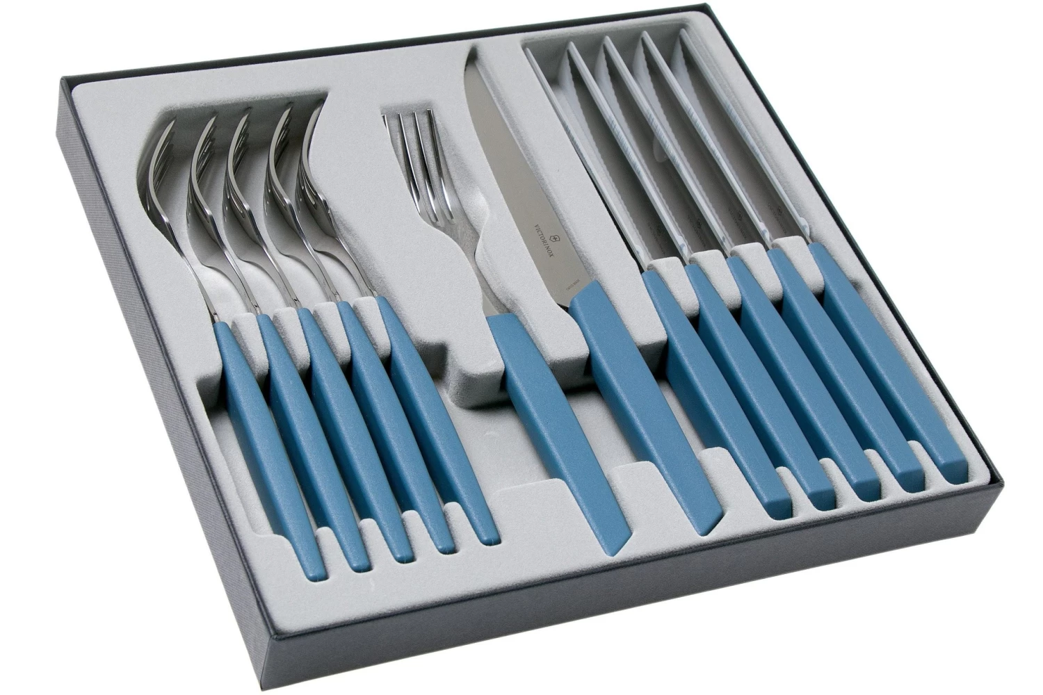Victorinox Swiss Modern 6.9096.12W2.12, Set De Cubiertos De 12 Piezas Con Cuchillo Para Carne, Azul - Imagen 2