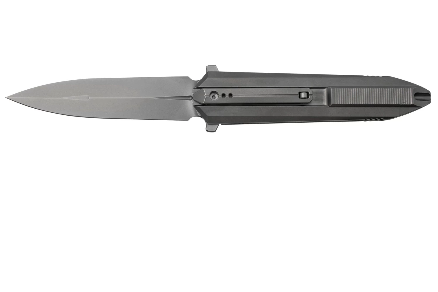 WE Knife Diatomic WE22032-2 Gray Bead Blasted Titanium, Gray Bead Blasted Single Edge Navaja